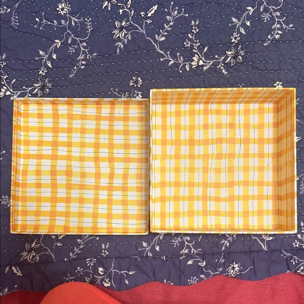Boxes Yellow Gingham Storage Box Set